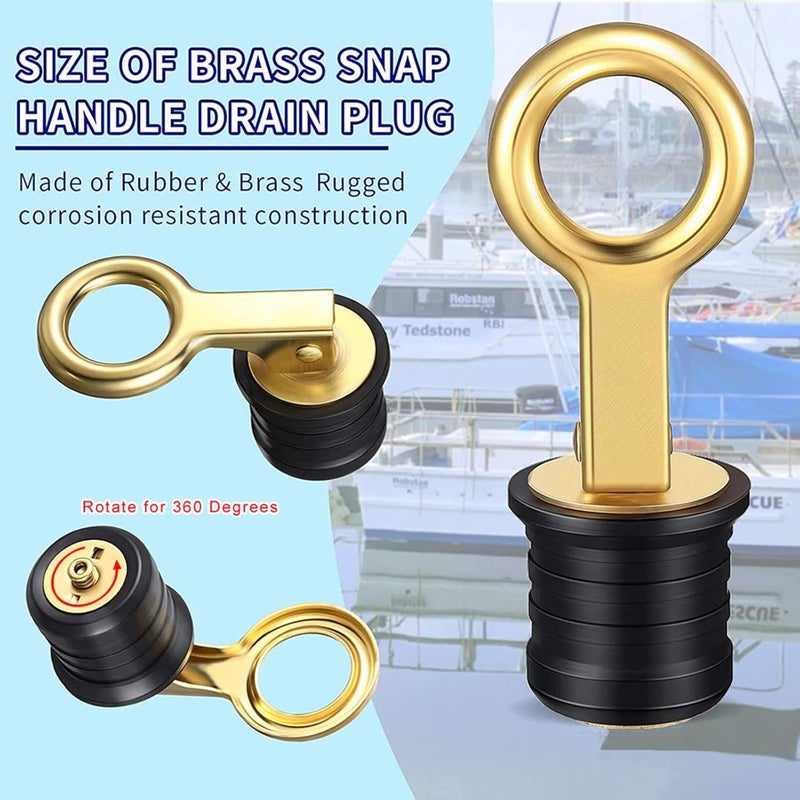 Gaderth Drain Plug 3/4-inch, 1-inch or 1-1/4-Inch Snap, Drain Plug Twist-Turn Marine Boat Drain Plugs, Stainless Steel Snap Snap Handle with Rubber Boat Drain Plug Stainless Steel 25mm - Image 2